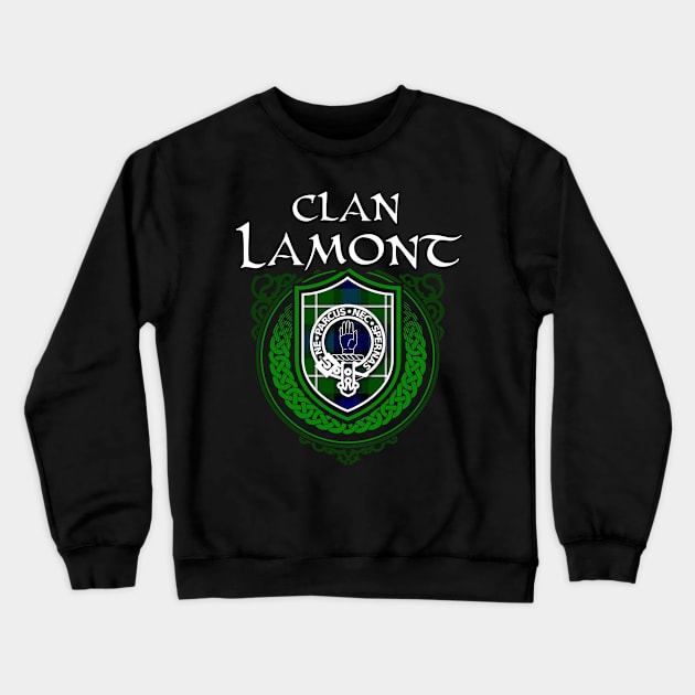 Clan Lamont Surname Scottish Clan Tartan Crest Badge Crewneck Sweatshirt by Celtic Folk